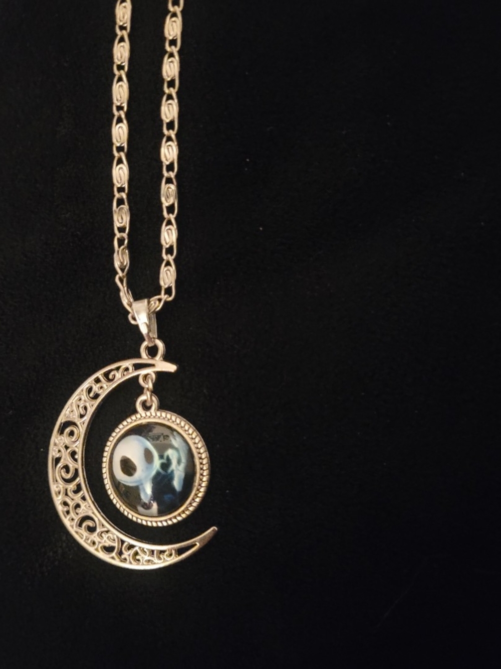 Jack Skellington Crescent Moon Necklace